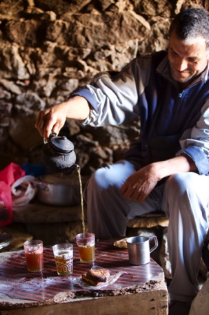 drinking tea - a very important ritual in Morocco