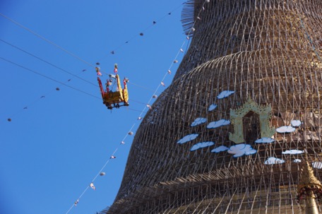 ... and pulled up to the stupa ... and pulled up to the stupa