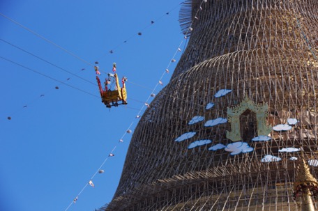 ... and pulled up to the stupa