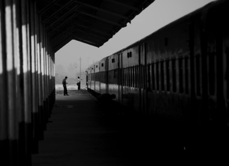 early morning at the train-station
