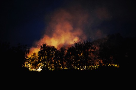 every evening, the farmers burn the fields